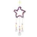 Crystal suncatcher wind chime featuring amethyst stone star and sparkling prism balls. - 10cm Five-Pointed Star Amethyst