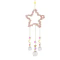 Handmade rose quartz crystal pentagram suncatcher detail, hanging crystal ball wind chime. - 10cm Five-Pointed Star Rose Quartz
