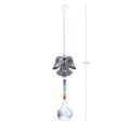 Close-up detail view of hanging crystal angel suncatcher pendant with vibrant rainbow beads. - Angel Crystal Ball Style / Clear