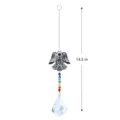 Crystal angel suncatcher pendant detail showing 14.5 inch length, colorful beads and metal chain. - Angel Leaf Style / Clear