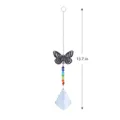 Crystal suncatcher hanging ornament with metal butterfly and rainbow beads 13.7 in - Butterfly Maple Leaf Pendant / Clear