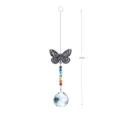 Crystal suncatcher hanging ornament with butterfly metal cutout and rainbow beads 12.5 inch - Butterfly Suncatcher / Clear