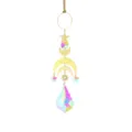 Crystal suncatcher hanging prism window decor with gold stars, moons and iridescent crystal pendant. - Style 3 Maple Leaf