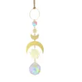 Hanging crystal suncatcher prism with brass sun and moon motifs for window home decor. - Style 5 Crystal Ball