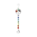 Crystal suncatcher hanging pendant featuring a wire wrapped tree of life with chakra stones. - Tree of Life & Longan Bead