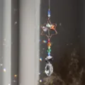 Crystal suncatcher hanging ornament with life tree design and colorful chakra beads. - Pentagram Tree of Life (with 38mm Horse Eye Crystal)