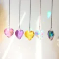 Crystal Heart Prism Suncatcher Window Hanging Rainbow Maker Pendant Home Decor 5Pcs - Heart / 45mm / Medium Blue