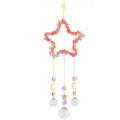 Attrape-soleil carillon éolienne en cristal de quartz rose pentagramme fait main - Étoile à cinq branches en rouge pastèque de 10 cm