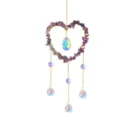 Natural crystal stone heart wind chime suncatcher with rainbow prisms for garden decor. - 10cm Amethyst Heart