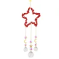 Carillon éolien étoile en pierre de cristal rouge pendentif lune boule transparente suspendue - Étoile à cinq branches en corail rouge de 10 cm