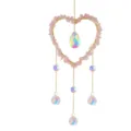 Handmade rose quartz crystal heart suncatcher wind chime with colorful hanging crystal pendants. - 10cm Rose Quartz Heart