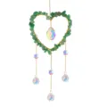 Natural stone chip heart crystal suncatcher wind chime hanging garden decoration main view - 10cm Green Aventurine Heart