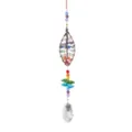 Ornement suspendu attrape-soleil en cristal Arbre de Vie avec perles et pendentif prisme. - Feuille