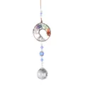 Suspension attrape-soleil en cristal avec arbre de vie enveloppé de fil et cristaux. - Arbre de longévité