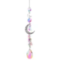 Crystal suncatcher detail close-up, multi-faceted prism hanging ornament for window garden decor. - 7 Stars and Moon Multicolored