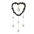 Black obsidian crystal heart suncatcher wind chime handmade hanging home decor item. - 10cm Obsidian Heart