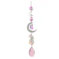 Crystal suncatcher hanging ornament with moon, star and pink crystal pendant for window garden. - 7 Stars and Moon Pink-Purple