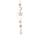 Crystal suncatcher hanging ornament with pink quartz star moon sun and prismatic crystal pendants - Rose Quartz