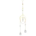 Gold crystal suncatcher hanging ornament with moon frame and prism glass balls for window decor. - White