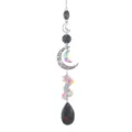 Crystal suncatcher pendant with moon, stars, and black crystal beads for window decor. - 7 Stars and Moon Black