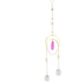 Crystal suncatcher moon natural pink raw crystal pillar hanging prism window garden decor - Purple