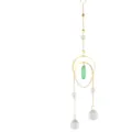 Crystal suncatcher moon pendant with green natural raw stone prism for indoor window garden decor - Green