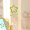 Stella cristallo acchiappasole perline verdi sospensione finestra prisma decorazione - Mimetico Stella Verde
