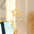 Acchiappasole in cristallo a forma di stella con funghi e sfere di vetro per decorazione - Bianco Con Stelle Nere