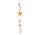 Kristall Sonnenfaenger Haengend Ornament mit Naturstein Stern Mond und Prisma Anhaenger. - Roter Achat