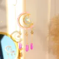 Acchiappasole luna dorata con perline di cristallo rosa e stelle pendenti per decorazione casa. - Luna Viola