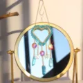Pendente Acchiappasesole Cuore di Cristallo Blu Decorazione Sospesa con Filo Dorato - Cuore Blu Reale