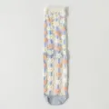 Calzini medi trasparenti in seta cristallo donna estate traspiranti fiori volant calze - Taglia unica / Gambi blu con fiori bianchi e rosa