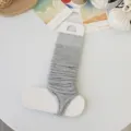 Grey knit stirrup socks for women, cute ballet core slouch leg warmers, soft spring calf socks. - One Size / Light Gray