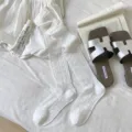 Chaussettes hautes fines blanches pour femmes, chaussettes longues respirantes de printemps et d'été. - Taille unique / Blanc pur