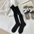 Chaussettes mi-mollet noir pour femme fines respirantes printemps été bas style minimaliste vêtement - Taille unique / Noir