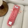 Cute big eye fluffy long socks for women winter warm cozy coral fleece floor sleep socks - One Size / Watermelon Red 548