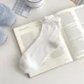 White summer sweet ruffle bow mesh breathable short socks cute lace socks for women - One Size / Pure White