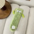 Fuzzy green long floor socks with funny big eyes and pom-poms, soft cute cozy sleep socks for women. - One Size / Green 548