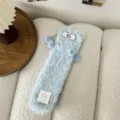 Cute blue plush long socks with big eyes and pom pom fuzzy warm cozy sleep floor socks for women. - One Size / Sky Blue 548