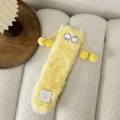 Yellow fluffy long plush socks for women, cute funny design with big eyes and pom-poms. - One Size / 548 Yellow