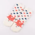 Cute fuzzy coral fleece floor socks for women, thick winter warm sleep socks with polka dots. - Adult Style without Box / Polka Dot Little Fox