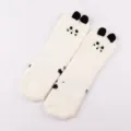 Fluffy fleece winter socks for women, cute animal ears design, warm sleeping floor socks. - Adult Style without Box / White Cat Shape