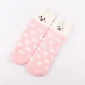 Cute fuzzy fleece socks for women, winter warm coral velvet sleep floor socks with adorable puppy ears. - Adult Style without Box / Pink Piggy