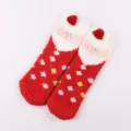 Cute Christmas fuzzy coral fleece socks for women, cozy winter thermal sleep floor home socks. - Adult Style without Box / Red Santa Claus