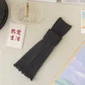 Dark grey knitted leg warmers, ribbed thermal leg sleeves with ruffled edge for women. - One Size / Dark Gray