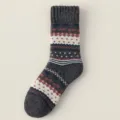 Retro Damen Winter Dicke Warme Wolle Socken Vintage Ethisch Norwegisch Muster Socken - Einheitsgröße / Dunkelgrau