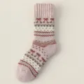 Damen Retro Strick Mittelsocken Winter Warme Wolle Schleife Design Alltag Socken - Einheitsgröße / Rosa