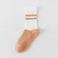 Dames yoga antislip sokken, ademend katoen middelhoge sportsokken voor pilates fitness. - Eén maat / Oranje sokkentip