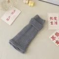 Solid color grey knit leg warmers, chunky ribbed winter warm tall socks for women and girls. - One Size / Light Gray