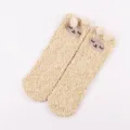 Cute plush fuzzy socks for women, cozy winter coral fleece sleep floor socks with pompoms. - Adult Style without Box / Little Sheep